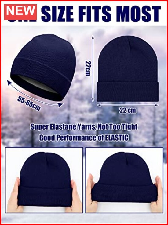 6 Pack Satin Lined Beanie Hats Winter Skull Cap for Outdoor Activities